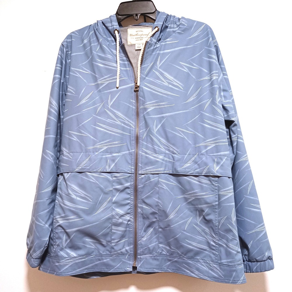 Weatherproof Vintage Large Mens Windbreaker Jacket Hooded Mesh Lined Blue
